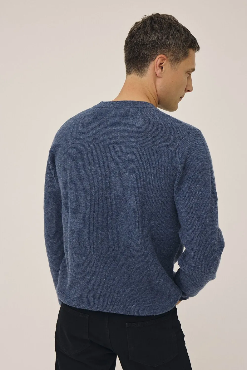 Magasin du Nord Collection Maryn 5 Rib strik sweater - 100% lammeuld RWS Dark indigo New