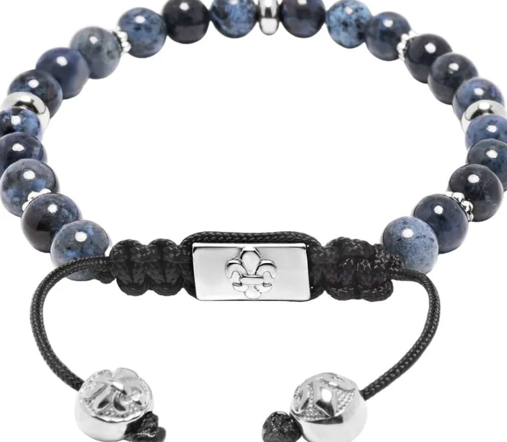 Men's Beaded Bracelet With Dumortierite And Silver>Nialaya Discount