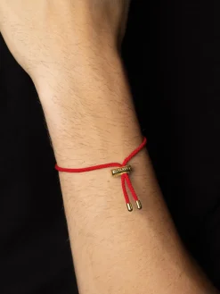 Nialaya Men's String Bracelet with Adjustable Gold Lock