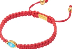Nialaya Men's String Bracelet with Gold Evil Eye