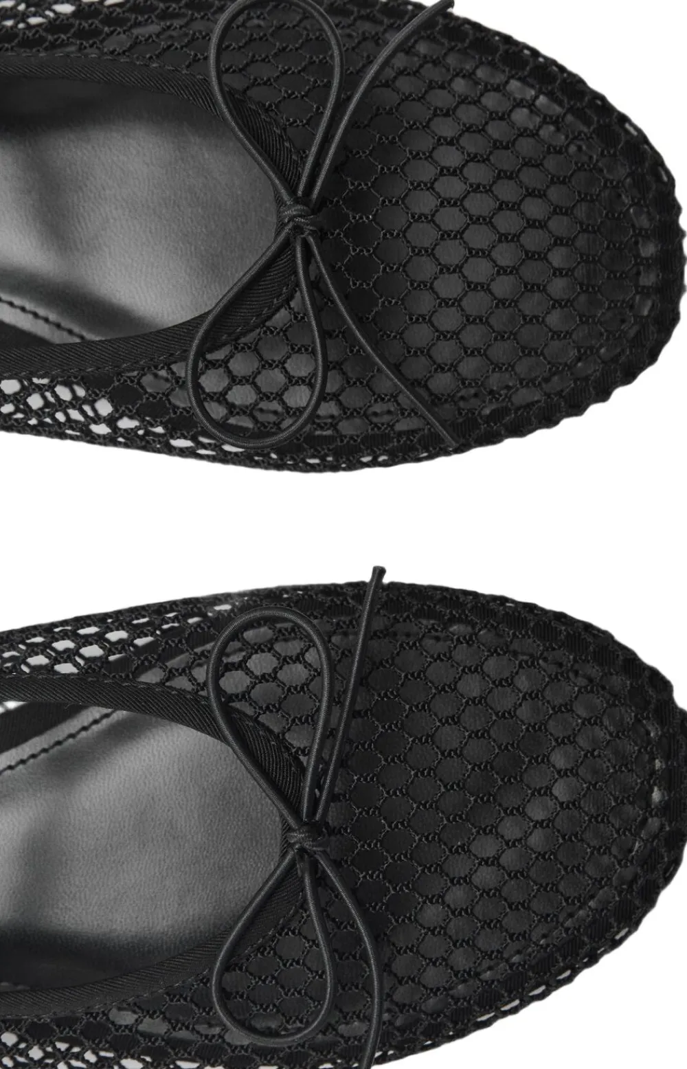 MANGO Mesh ballet flats with strap and bu Black New