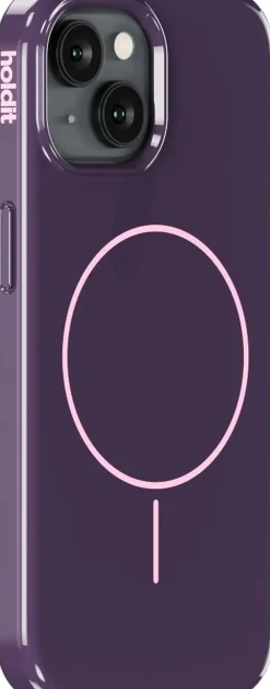 HoldIt Mono Case Magsafe iPhone 15/14/13 Deep Plum/Pink Lyser&oslash;d