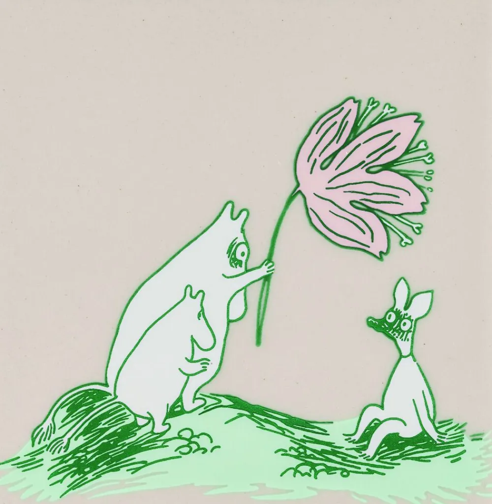 Moomin Arabia bordskånere sæt 2stk Vildblomst Genanvendt Interiør New