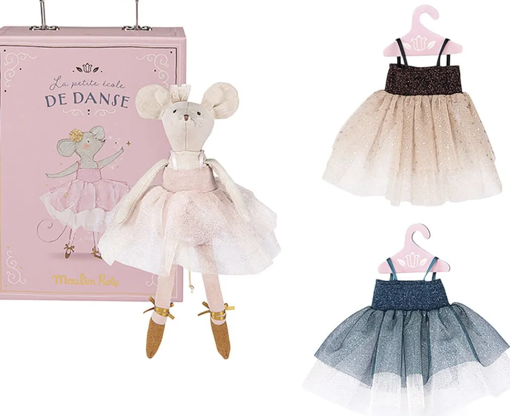 Børn Moulin Roty - Ballerina mus i kuffert 26 cm - Suzies gardero