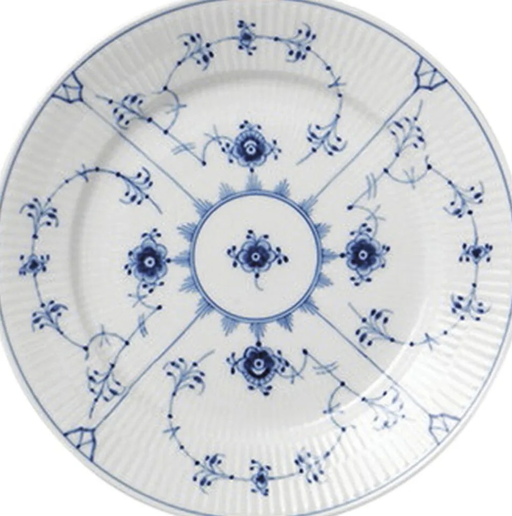 Royal Copenhagen Musselmalet Riflet 22 cm. flad tallerken Hot