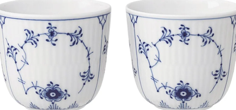 Royal Copenhagen MUSSELMALET RIFLET FYRFADSSTAGER 2-PAK Hot