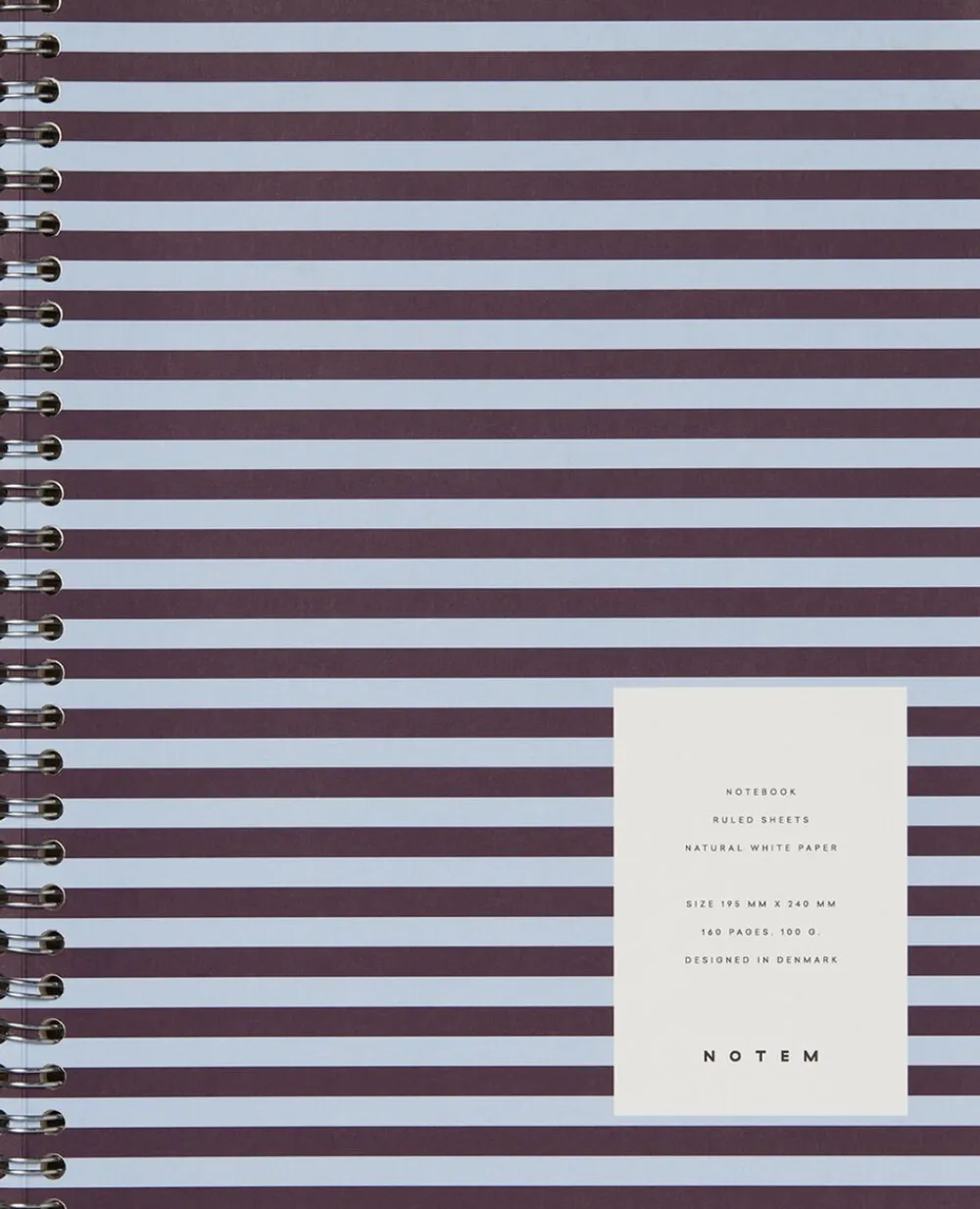 Notem NELA Notebook med spiralryg - Stor, Bordeaux og blå Hot
