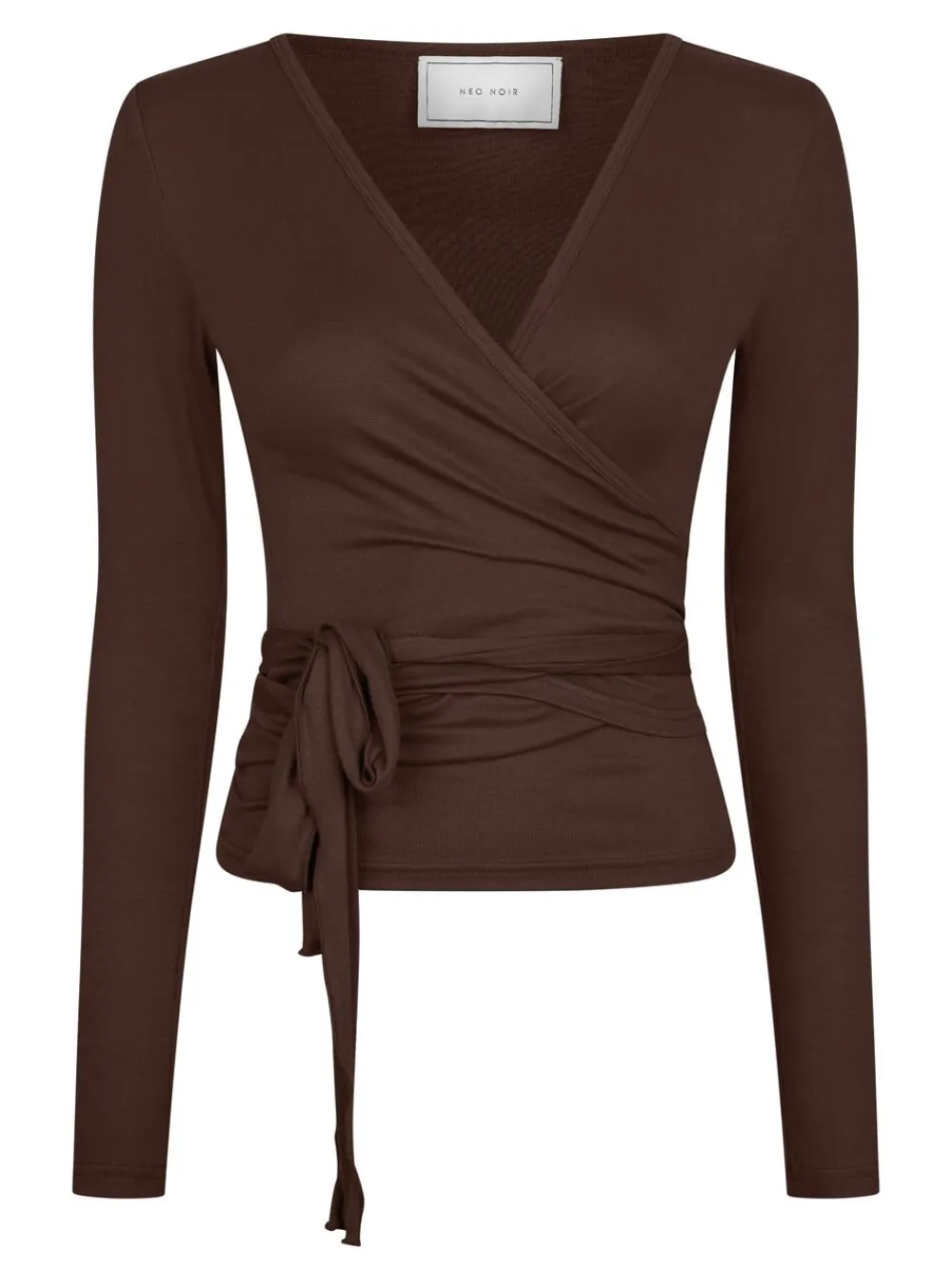 Neo Noir Nia Jersey Wrap Blouse Chocolate brown Online