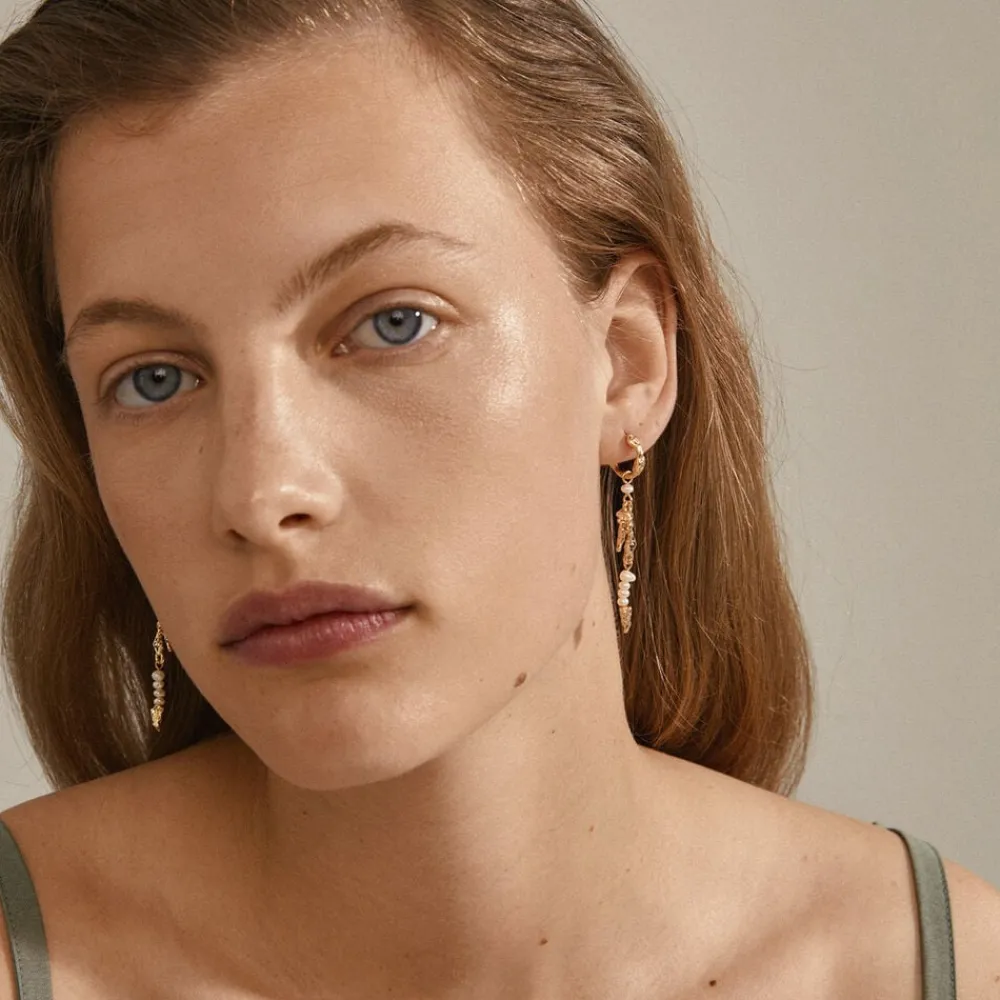 NIYA recycled freshwater pearl earrings gold-plated>Pilgrim Outlet