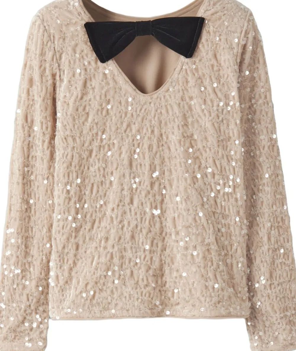 Name It NKFRUSITTA LS BOW BLOUSE Jet stream/black bow