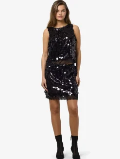 Noisy may NMELVA S/L DETAIL SEQUIN TOP WVN Black/black lace Clearance