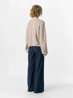 Object OBJLISA WIDE PANT AOP NOOS Sky captain/sandshell pinstripe New