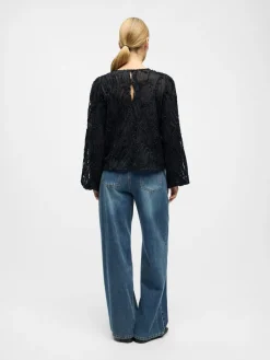 Object OBJLUCIE L/S RE O-NECK TOP NOOS Black New