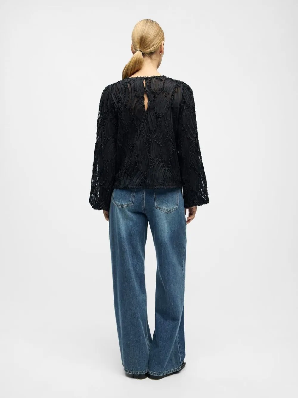 Object OBJLUCIE L/S RE O-NECK TOP NOOS Black New