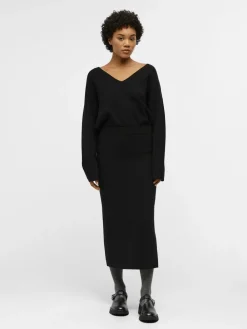 Object OBJREYNARD HW KNIT SKIRT NOOS Black New