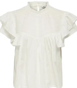 Dame ONLY ONLHEIKE S/L FRILL O-NECK TOP WVN