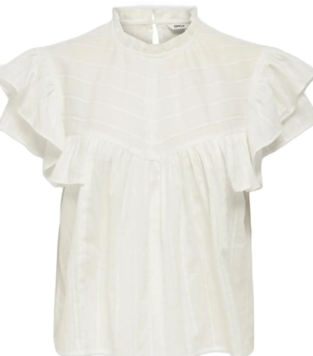 Dame ONLY ONLHEIKE S/L FRILL O-NECK TOP WVN
