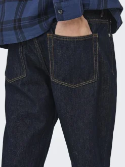 Only & Sons ONSEDGE STRAIGHT RINSE 4942 TAI DNM Dark blue denim/rinse Discount