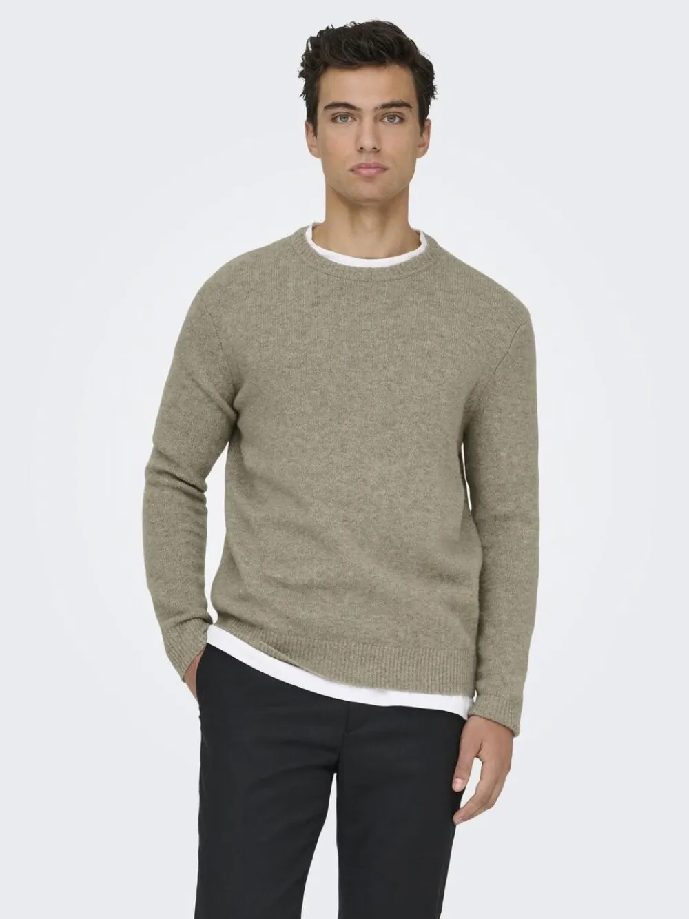 Only & Sons ONSRAY REG LS CREW KNIT FRML Walnut New