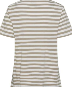Pieces PCRIA SS TEE STRIPES NOOS BC Silver mink/bright white Outlet
