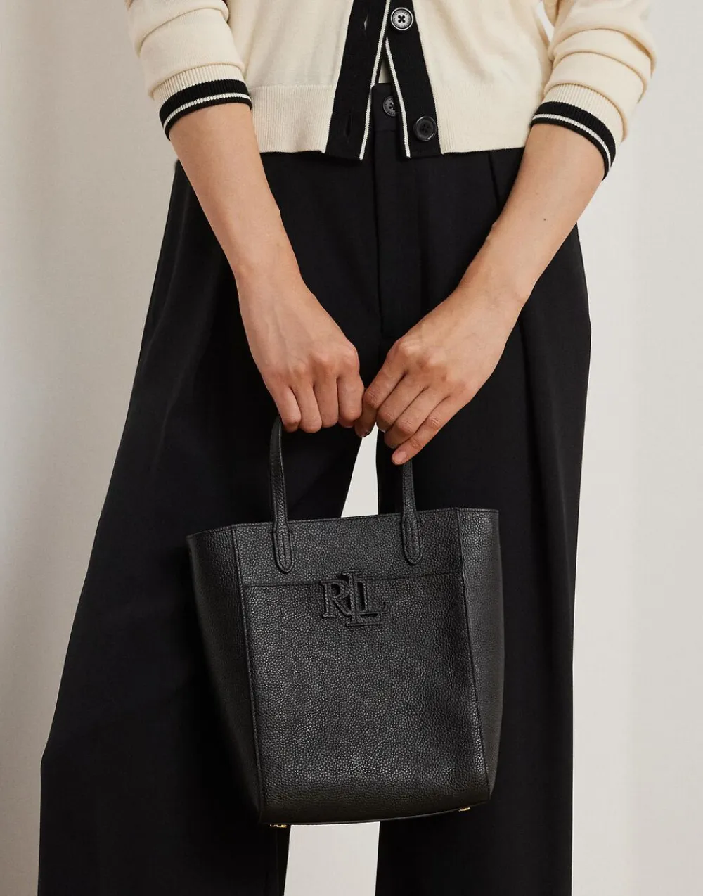 Lauren Ralph Lauren Pebbled Leather Small Cameryn Tote Bag Sort Outlet