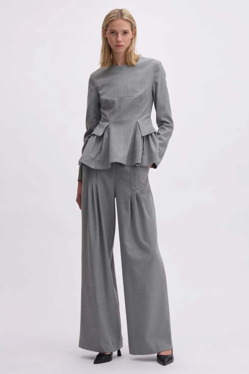 REMAIN PEPLUM TOP WITH LONG SLEEVES Titanium comb. Discount