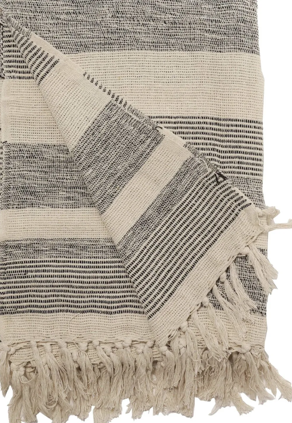 Plaid, Bandeau-Natur/Sort, 130x180 cm>AU Maison Outlet