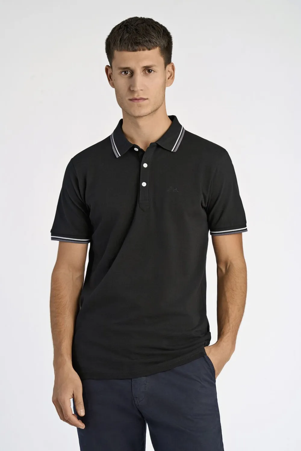 Lindbergh Polo shirt w. contrast piping Sort New