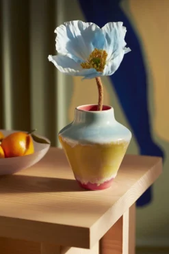 Poppery Vase H12 cm pink/mint/gul><noscript><img width=