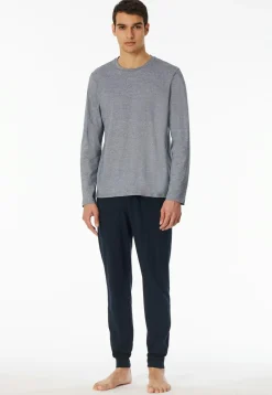 Schiesser Pyjama Long Nightblue Discount