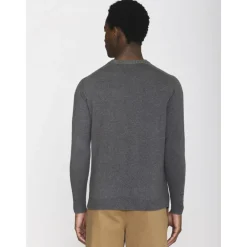 Knowledge Cotton Apparel Regular merino knit crew neck - RWS Grå