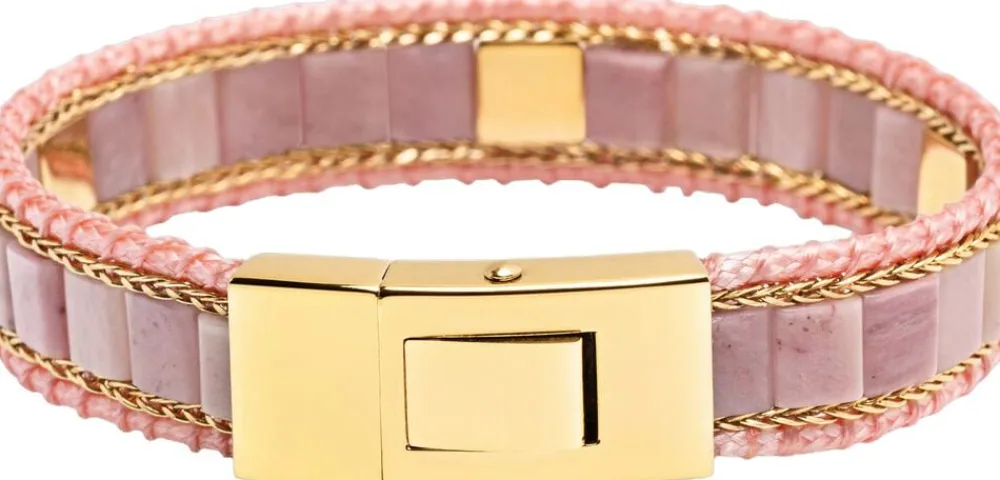 Rhodonite Stud Bracelet>Nialaya Online
