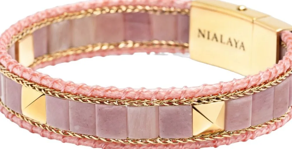 Rhodonite Stud Bracelet>Nialaya Online