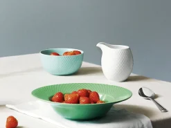 Lyngby Porcelæn Rhombe Dyb tallerken Ø24,5 cm grøn porcelæn