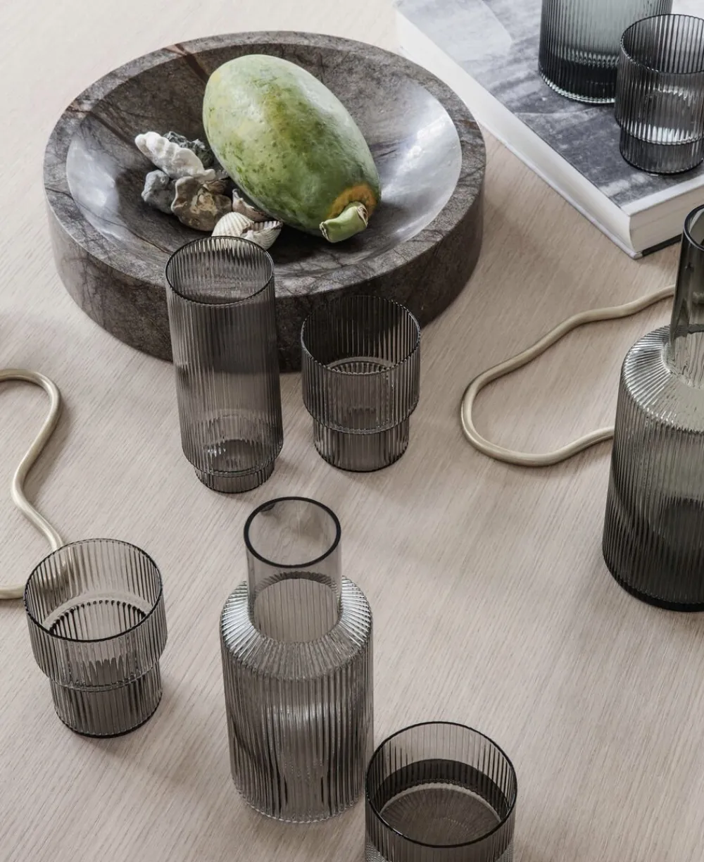 Ripple Small Carafe Set - Smoked Grey>Ferm Living Discount
