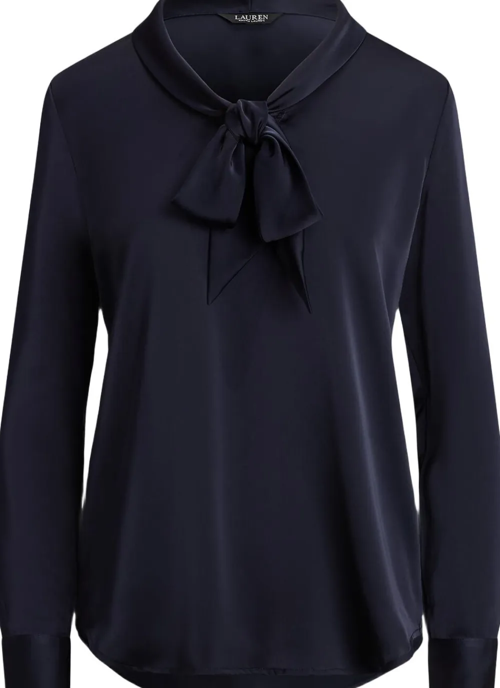 Lauren Ralph Lauren Satin Charmeuse Tie-Neck Blouse Lauren navy Outlet