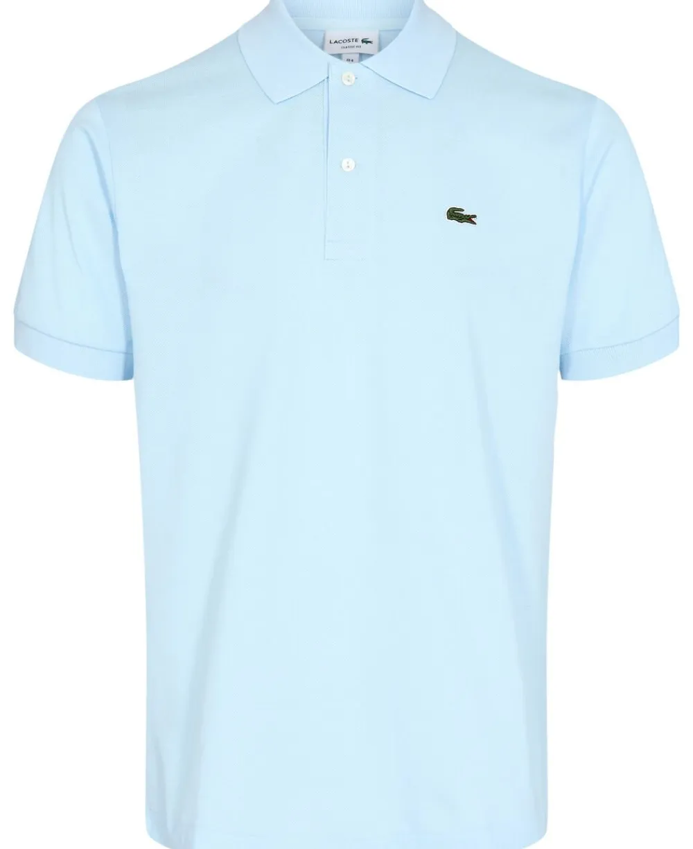 Lacoste SHORT SLEEVED RIBBED COLLAR SHIRT Lyseblå Outlet