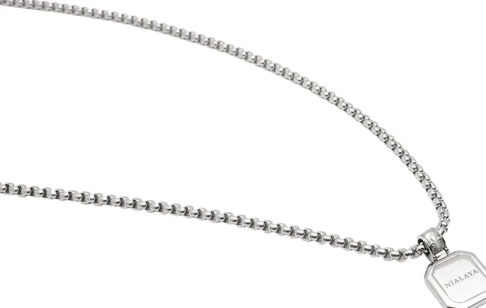 Necklace with Square Matte Onyx Pendant>Nialaya Discount