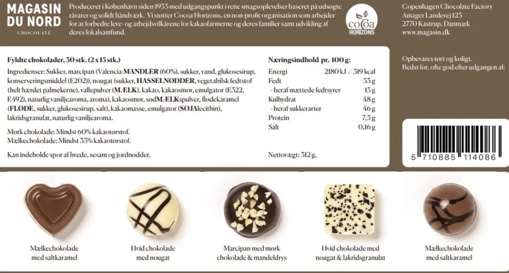 Magasin Chokolade Æske, 30 stk. Dessertchokolade, 312 g Hot