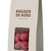 Æske, Lakridsdragé m/ hvid chokolade, rabarber & hindbær 100>Magasin Chokolade