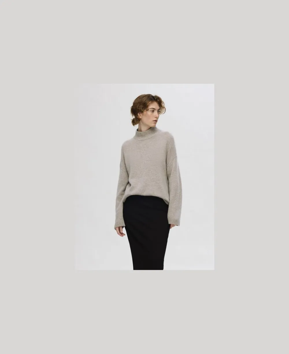 Selected SLFCILLE LS CASHMERE BLEND KNIT HIGH NECK NOOS Irish cream/melange Best