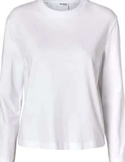Selected SLFESSENTIAL LS BOXY TEE NOOS Hvid Clearance