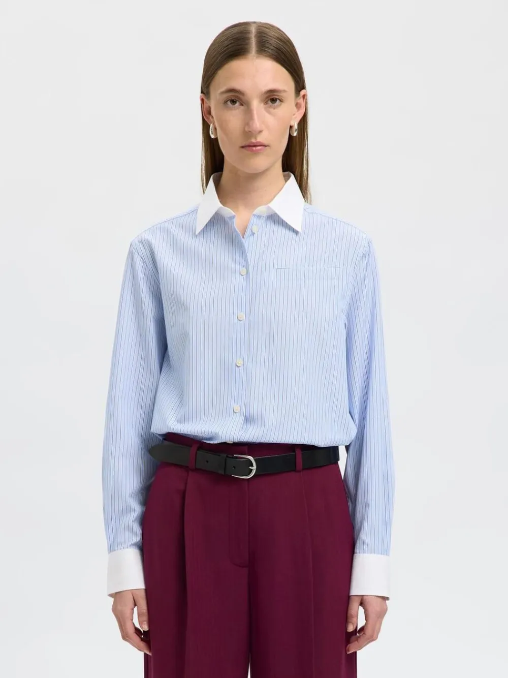 Dame Selected SLFILINA RELAXED CONTRAST LS SHIRT