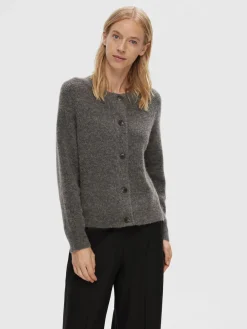 Selected SLFLULU LS ALPACA BLEND KNIT SHORT CARDIGAN B NO Grå Hot