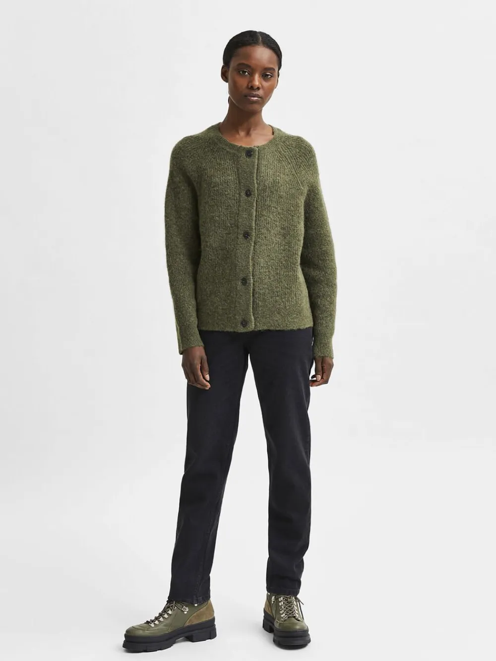 SLFLULU LS ALPACA BLEND KNIT SHORT CARDIGAN B>Selected