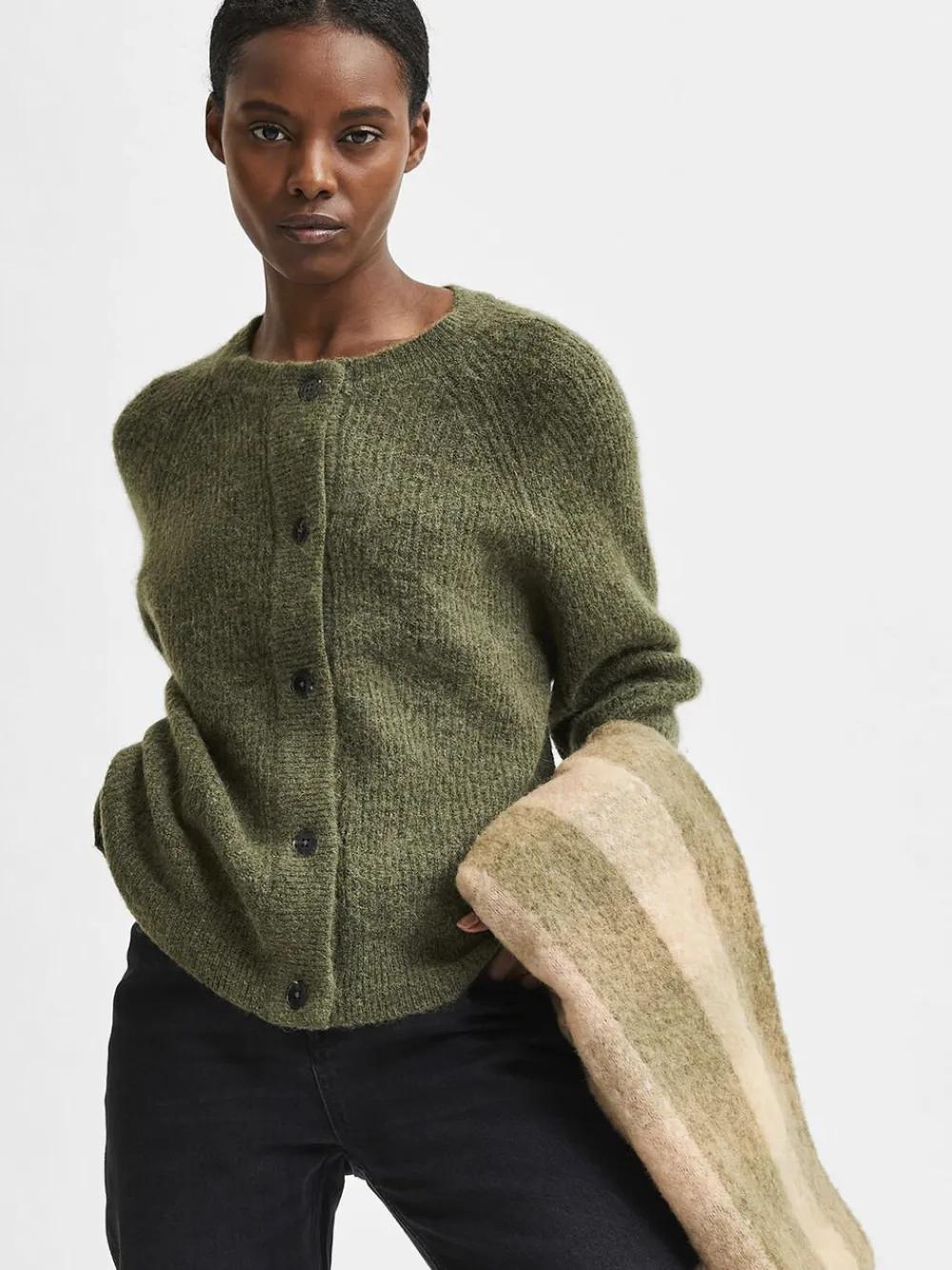 SLFLULU LS ALPACA BLEND KNIT SHORT CARDIGAN B>Selected