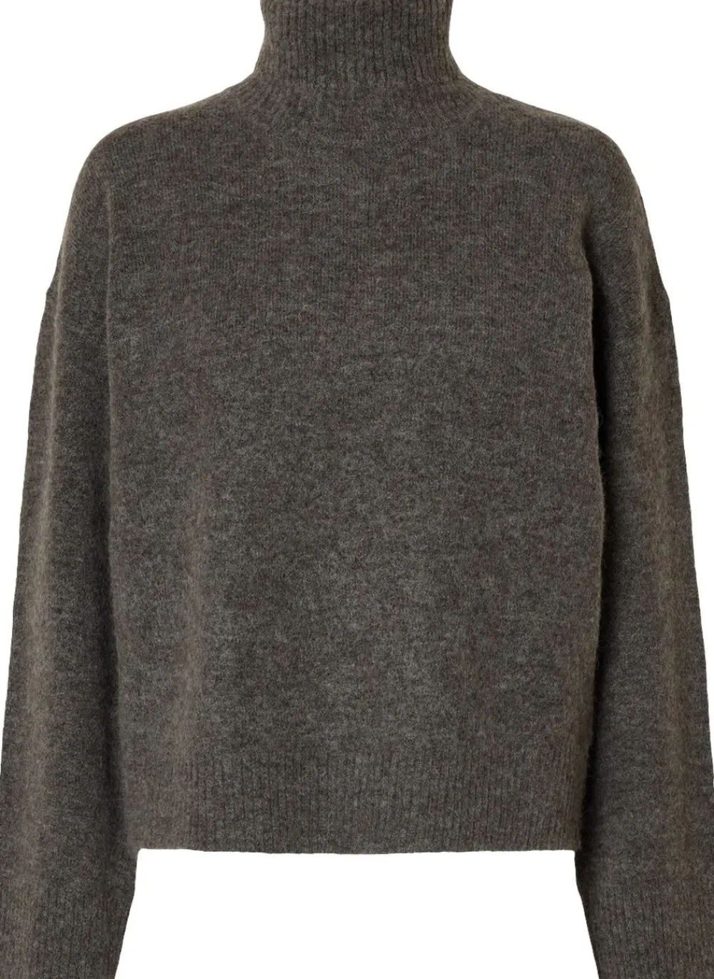 Selected SLFLULU LS KNIT ROLL NECK NOOS Grå Sale