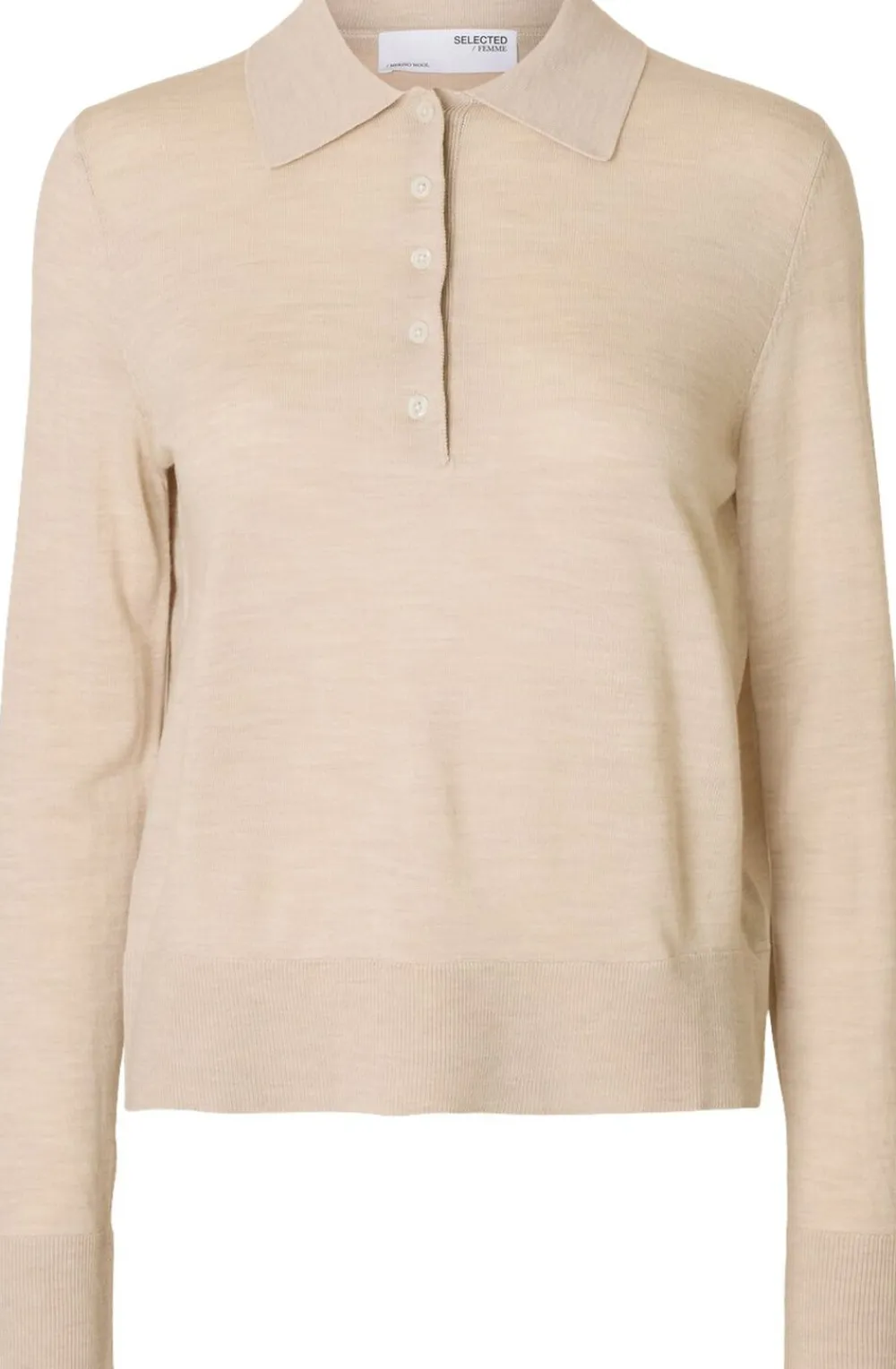 Dame Selected SLFTHEA LS KNIT MERINO COLLAR NECK