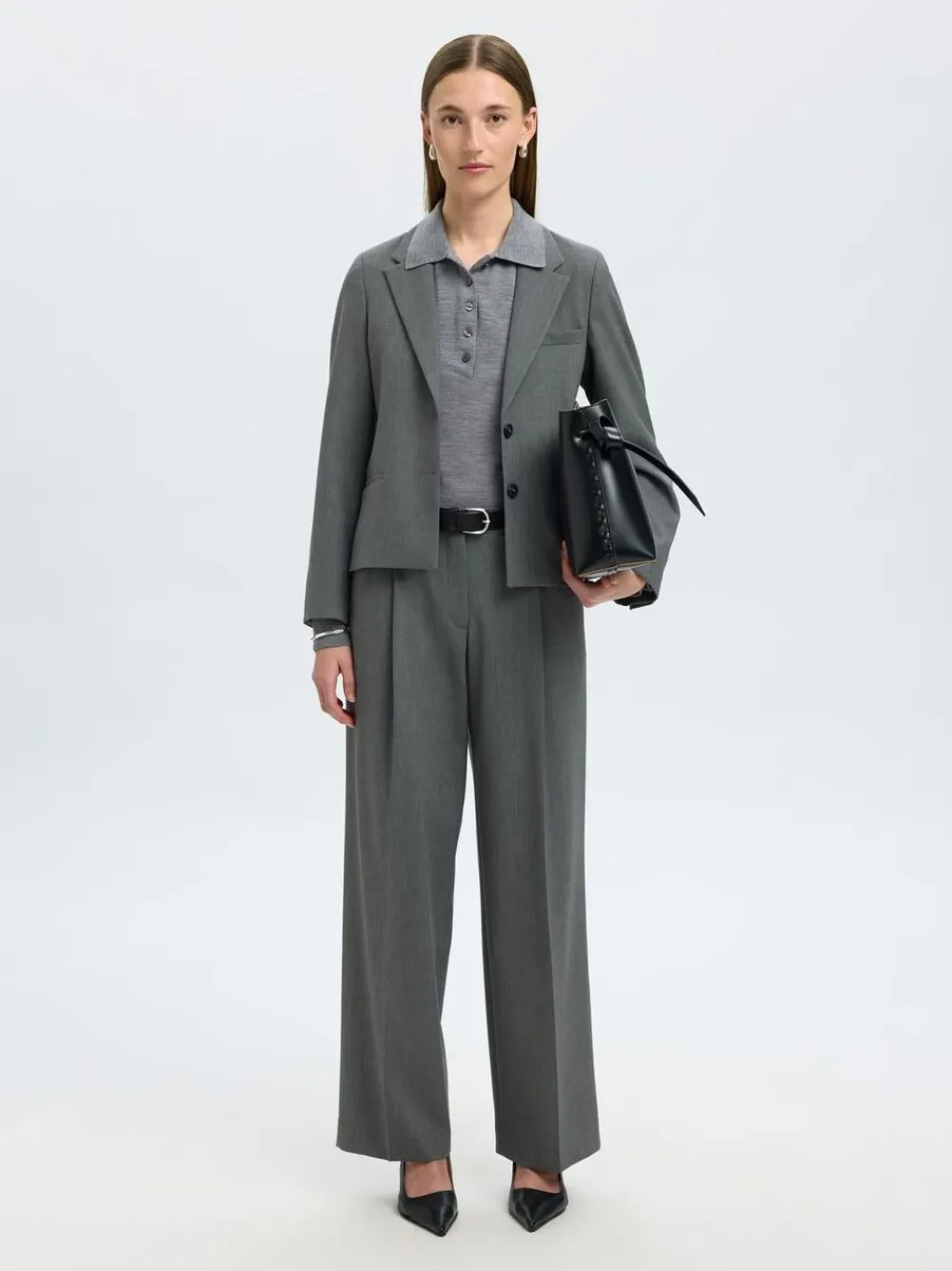 Dame Selected SLFTHEA LS KNIT MERINO COLLAR NECK