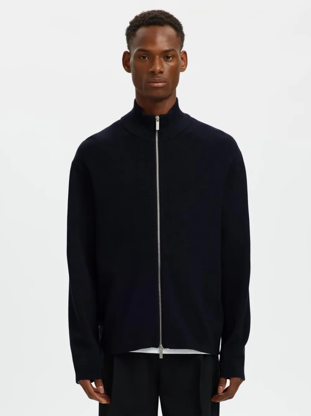 Selected SLHTELLER FN RELAXED ZIP CARDIGAN N Sky captain